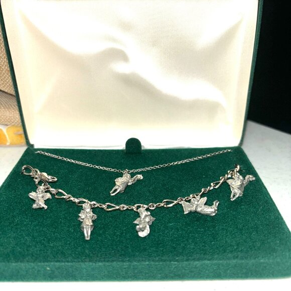 NWT 18” SILVER Tone and ANGELS NECKLACE & 6-1/3”CHARM BRACELET SET - Picture 1 of 4